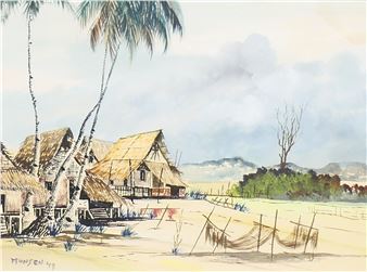 Village Scene with Mountains Beyond