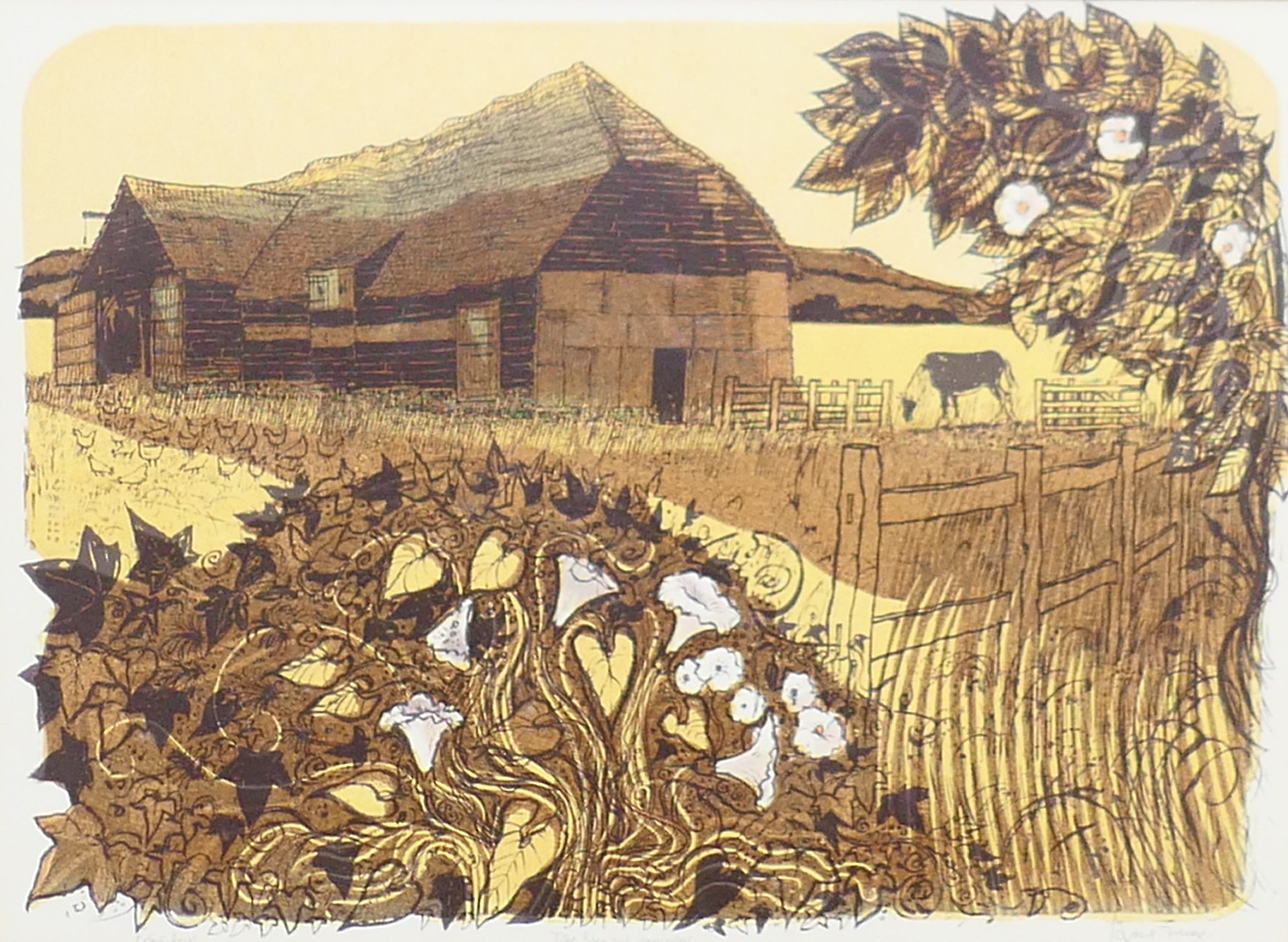 Robert Tavener | Tithe Barn and Convolvulus | MutualArt