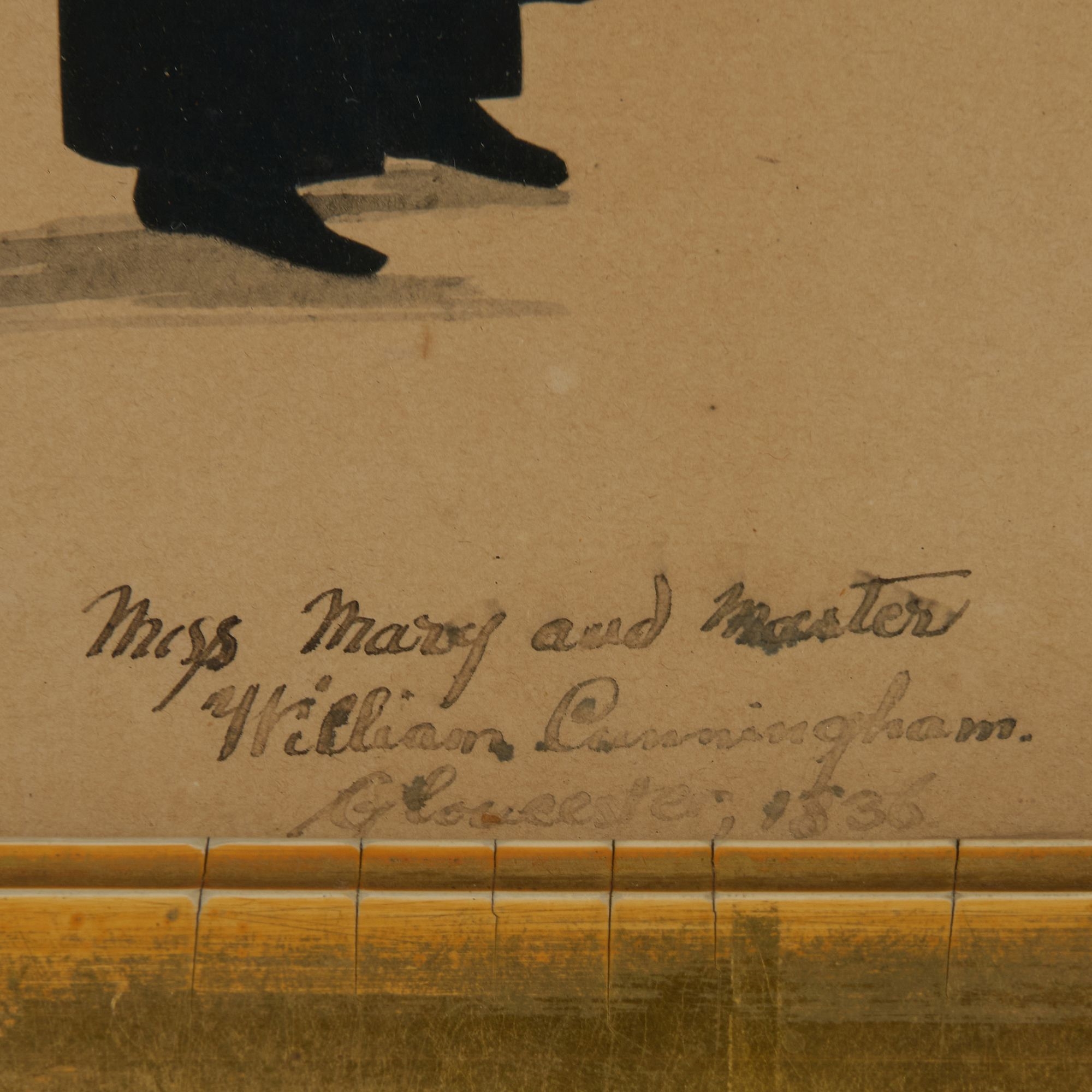 Artwork by Augustin Amant Constant Fidèle Edouart, Silhouette of Mrs. Mary and Master William Cunningham, Made of Cut Out