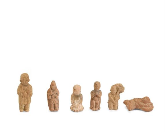 Six Chinese miniature pottery figures of boys