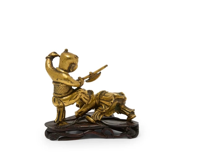 Artwork by Chinese School, fighting boys group, Made of Gilt-Bronze