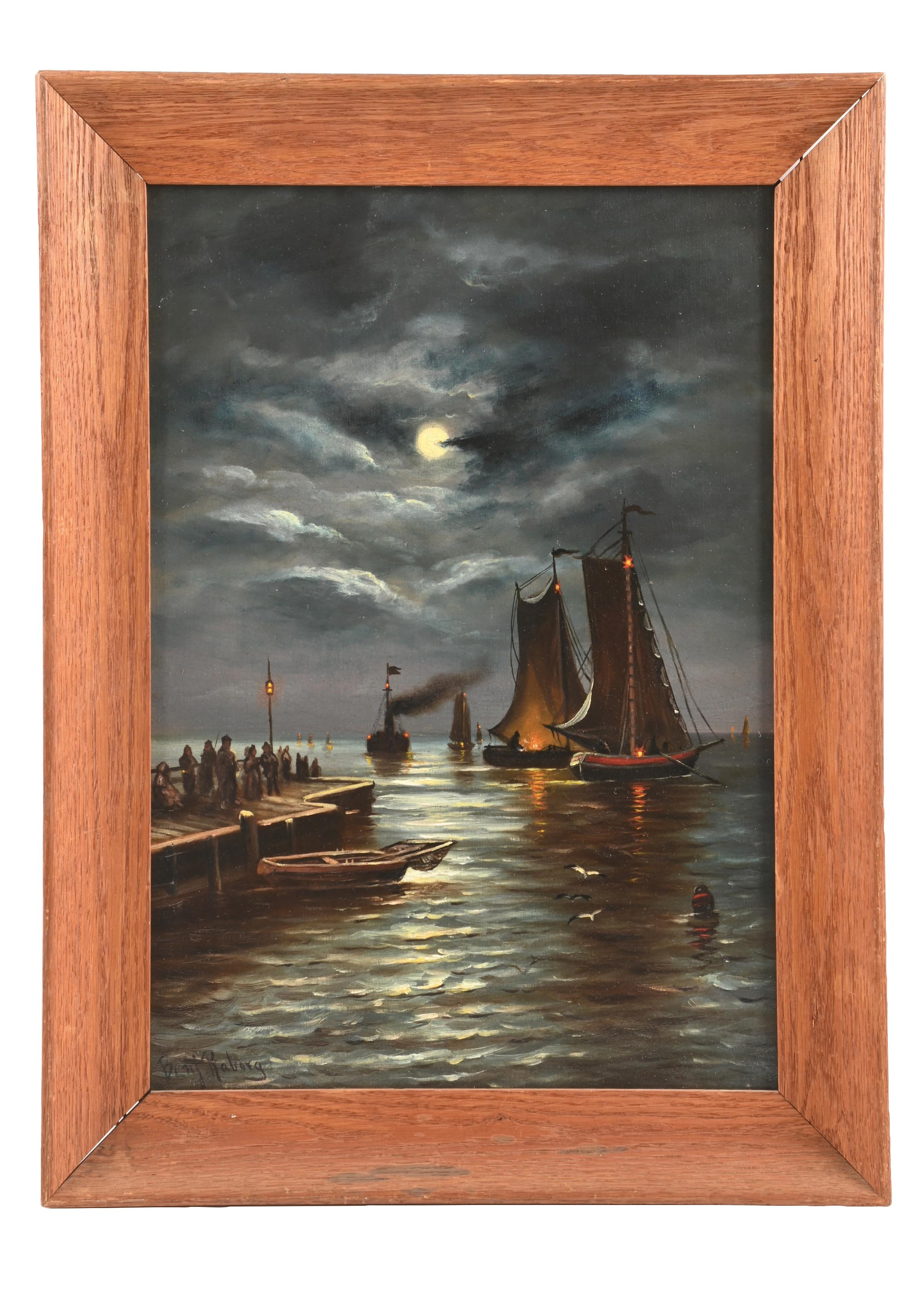 Benjamin O'Fallon Raborg | Departing Ships (Night Maritime Scenery ...