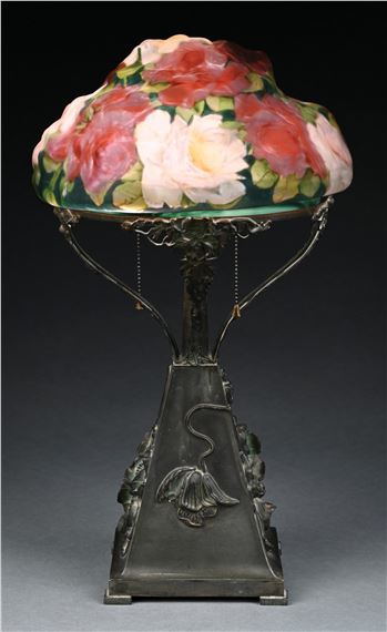 PAIRPOINT PUFFY ROSE TABLE LAMP by Pairpoint Glass Company