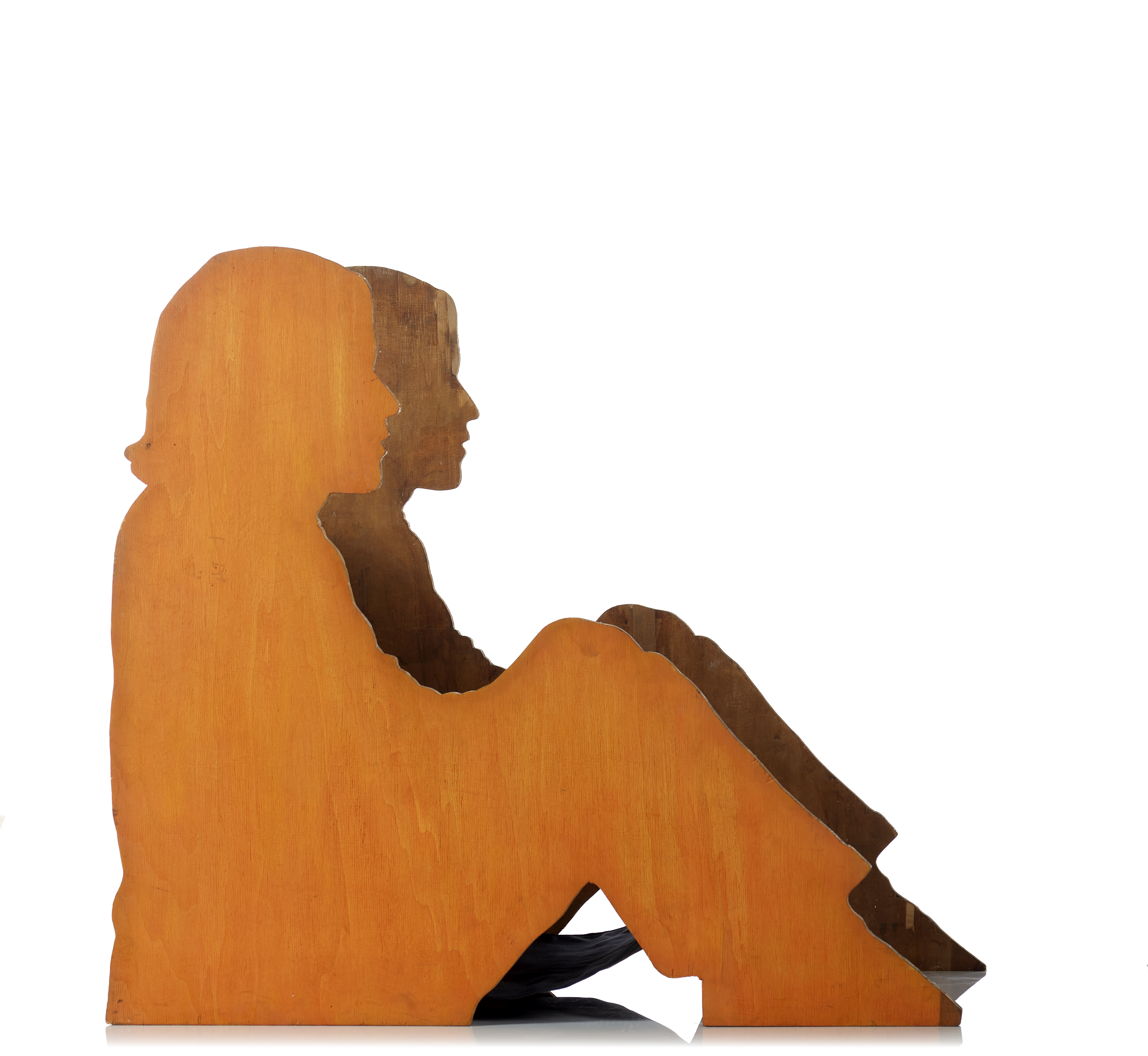 Artwork by Lourdes Castro, Ombre Portée Assise, Made of Wood, Metal, Fabric