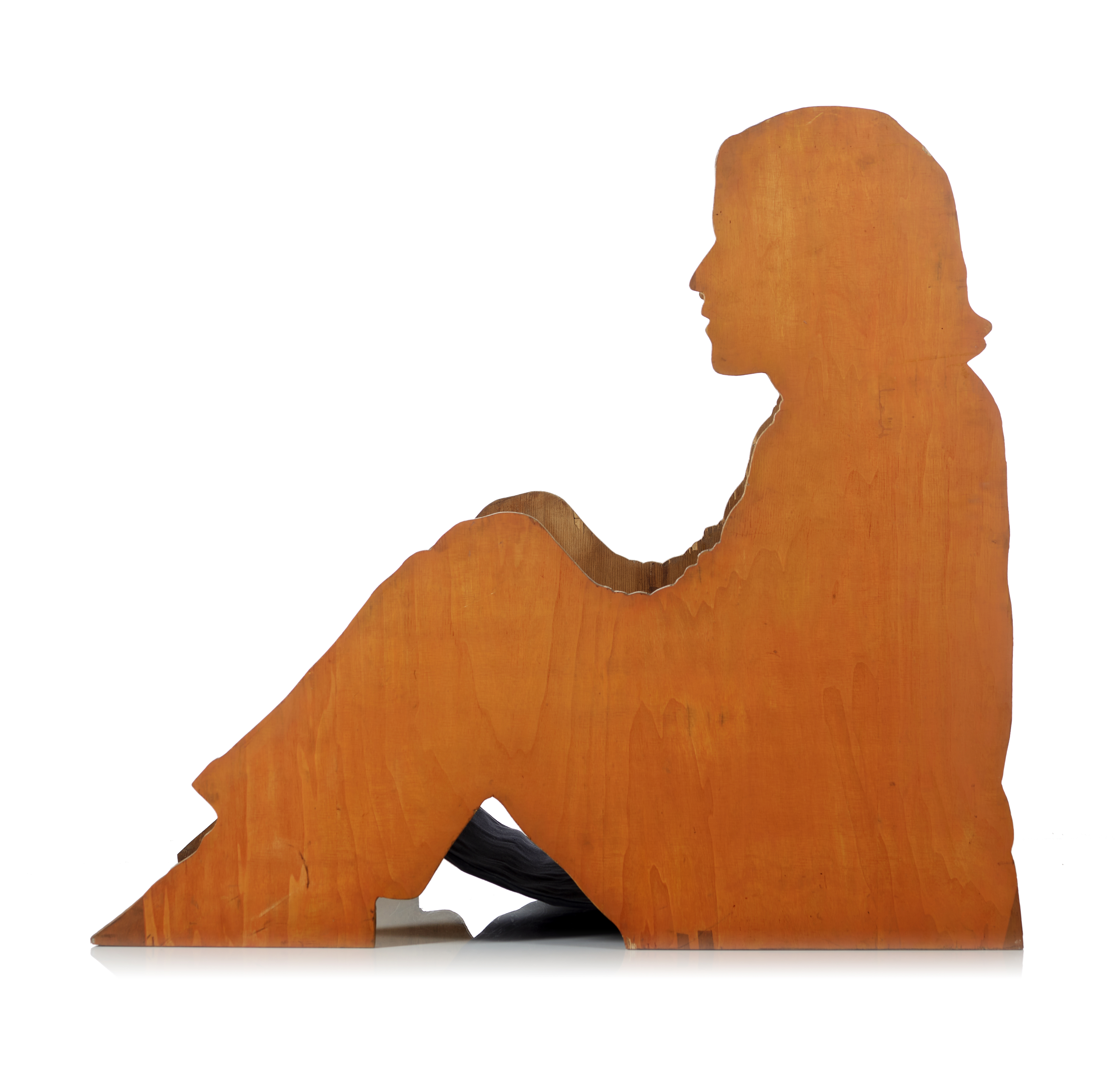 Artwork by Lourdes Castro, Ombre Portée Assise, Made of Wood, Metal, Fabric