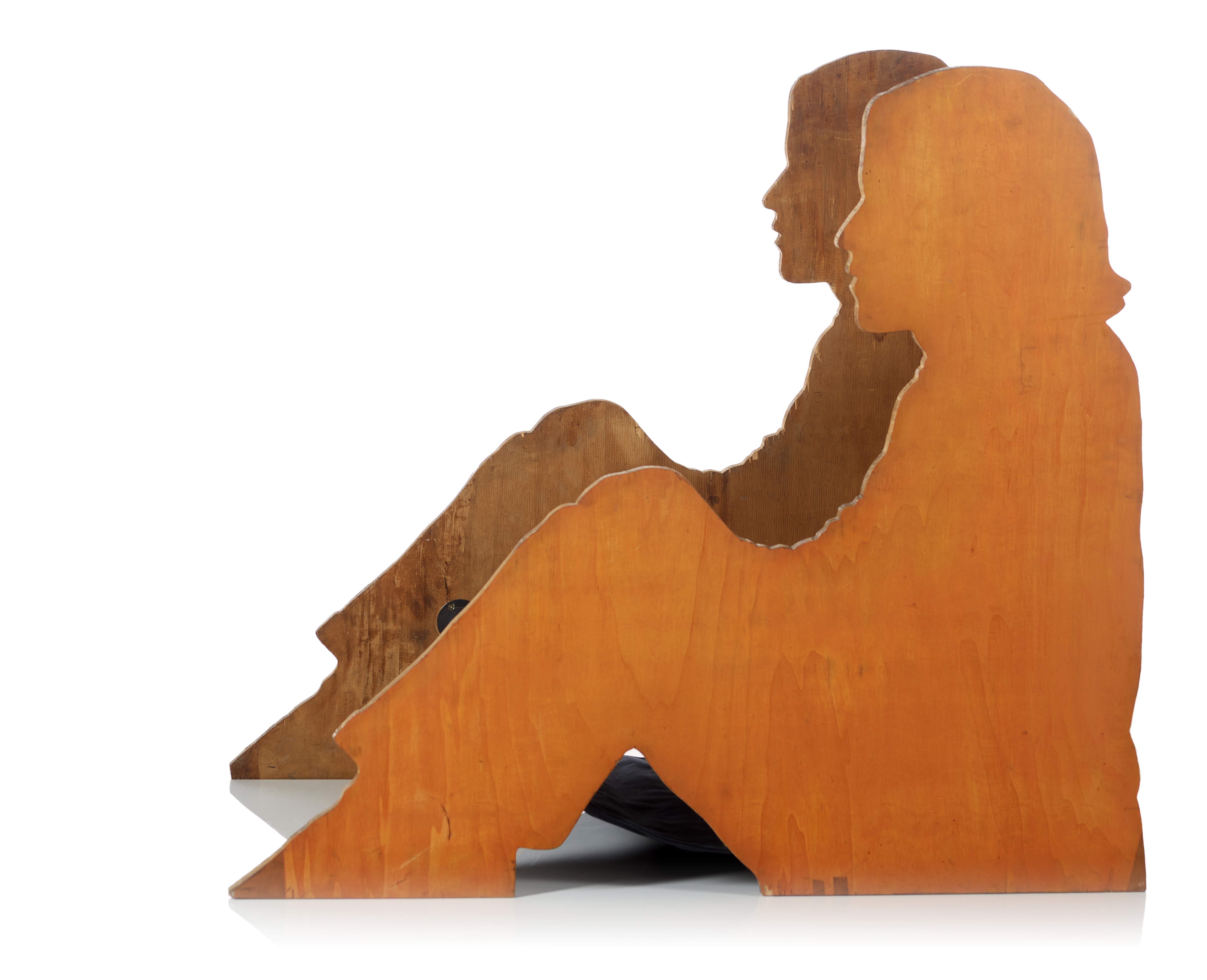 Artwork by Lourdes Castro, Ombre Portée Assise, Made of Wood, Metal, Fabric
