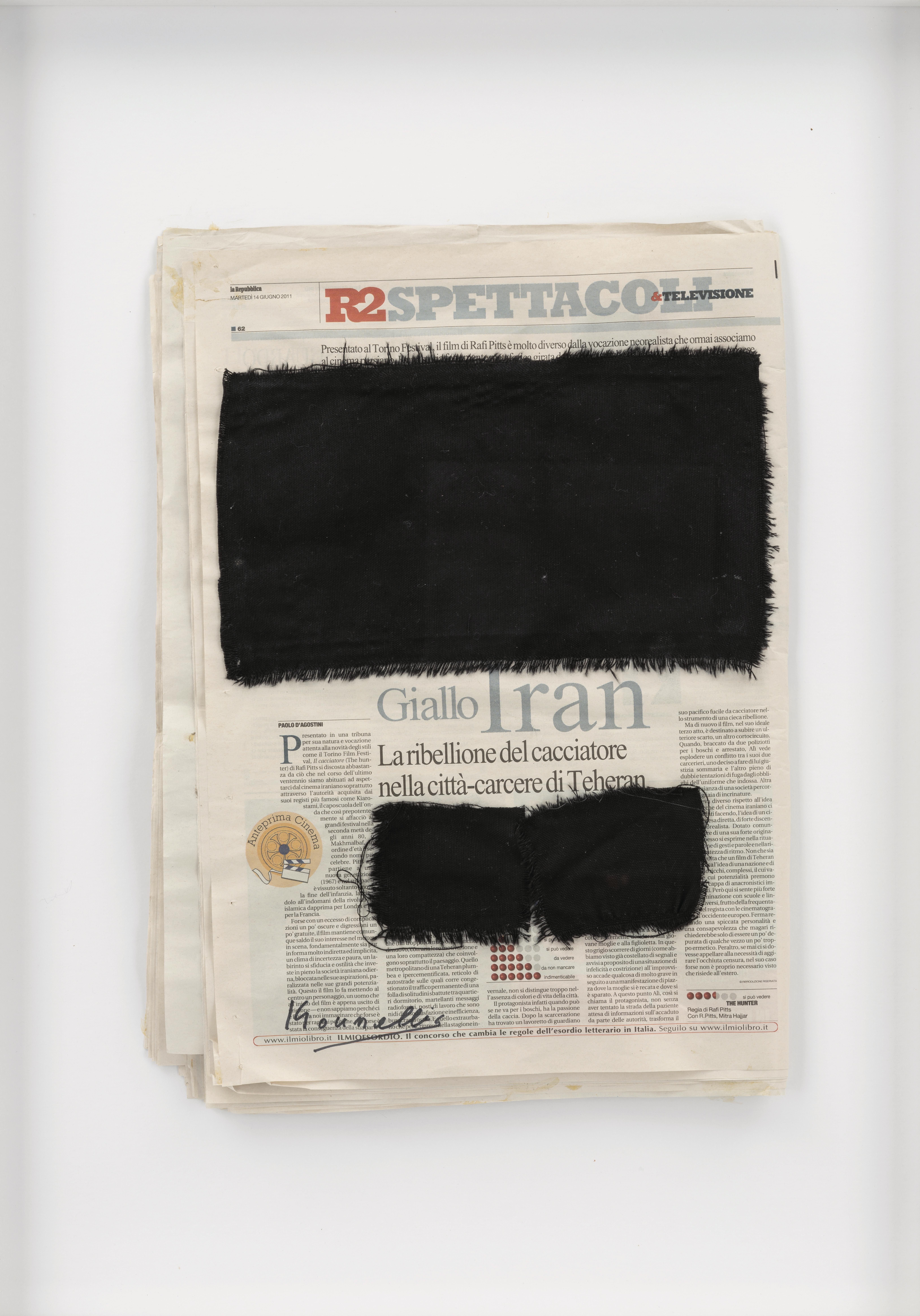 Artwork by Jannis Kounellis, Untitled, Made of Fabric On Newspaper