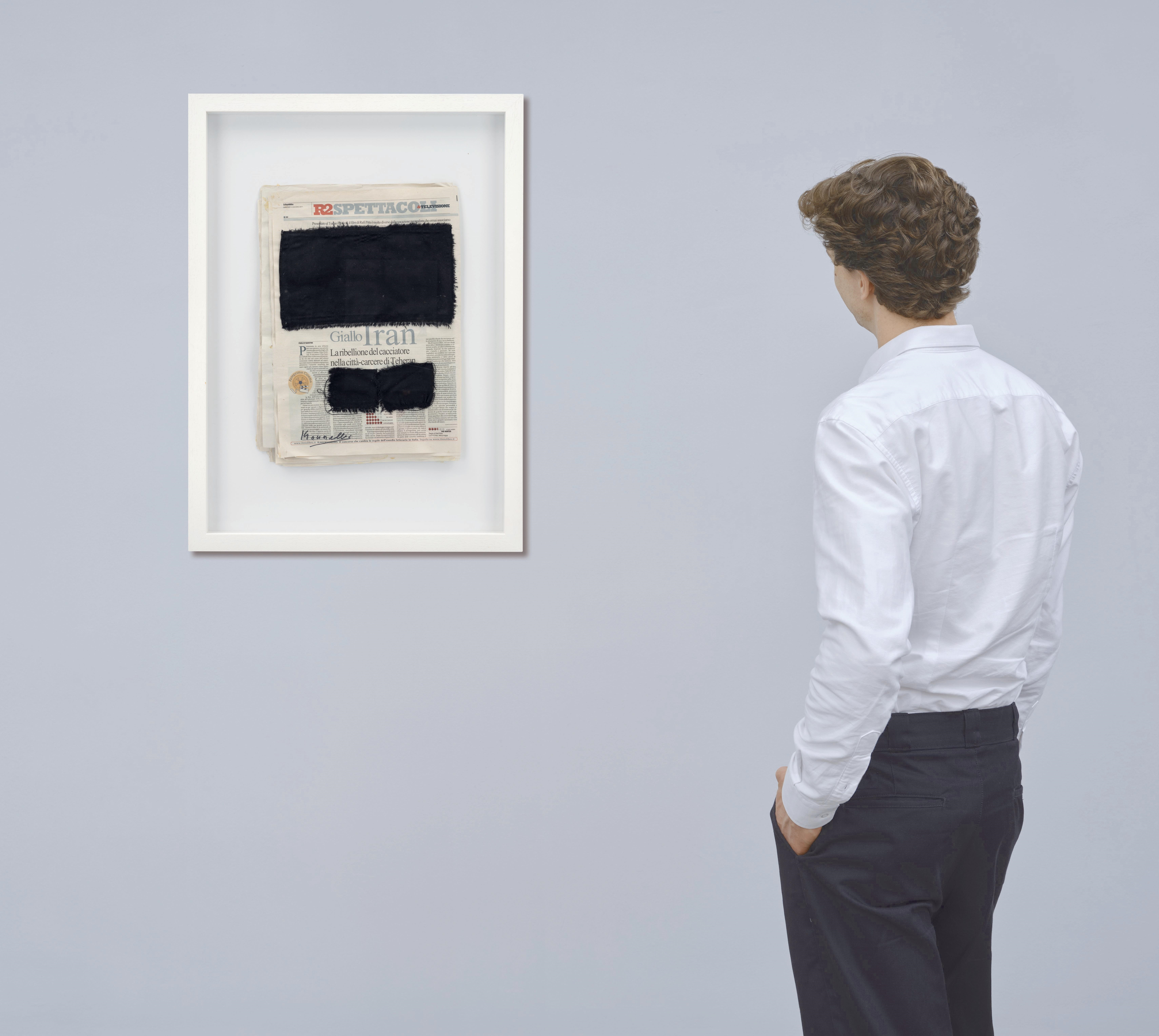 Artwork by Jannis Kounellis, Untitled, Made of Fabric On Newspaper