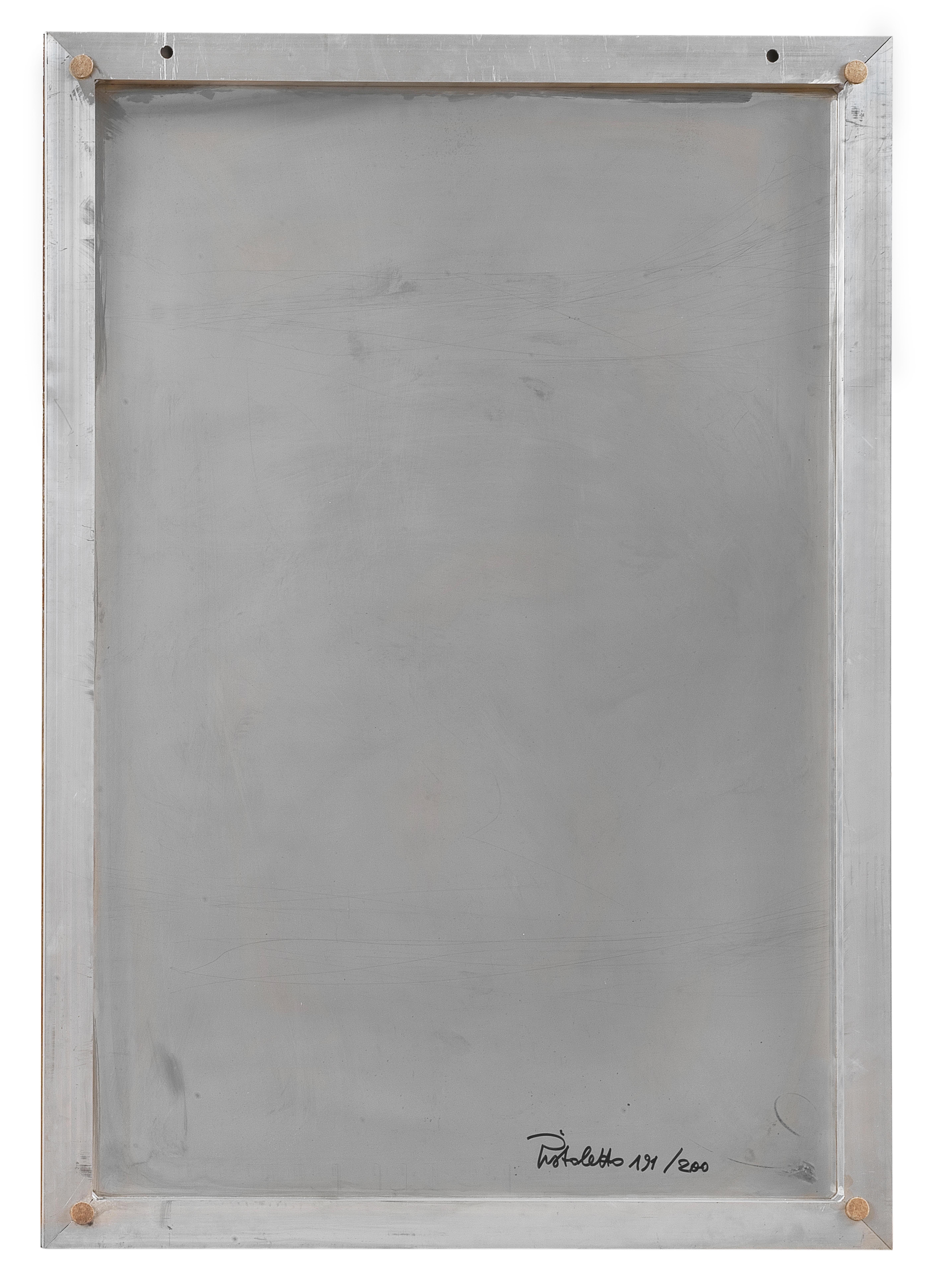 Artwork by Michelangelo Pistoletto, Autoritratto con colbacco, Made of Screenprint In Colors On Polished Stainless-Steel Mirror