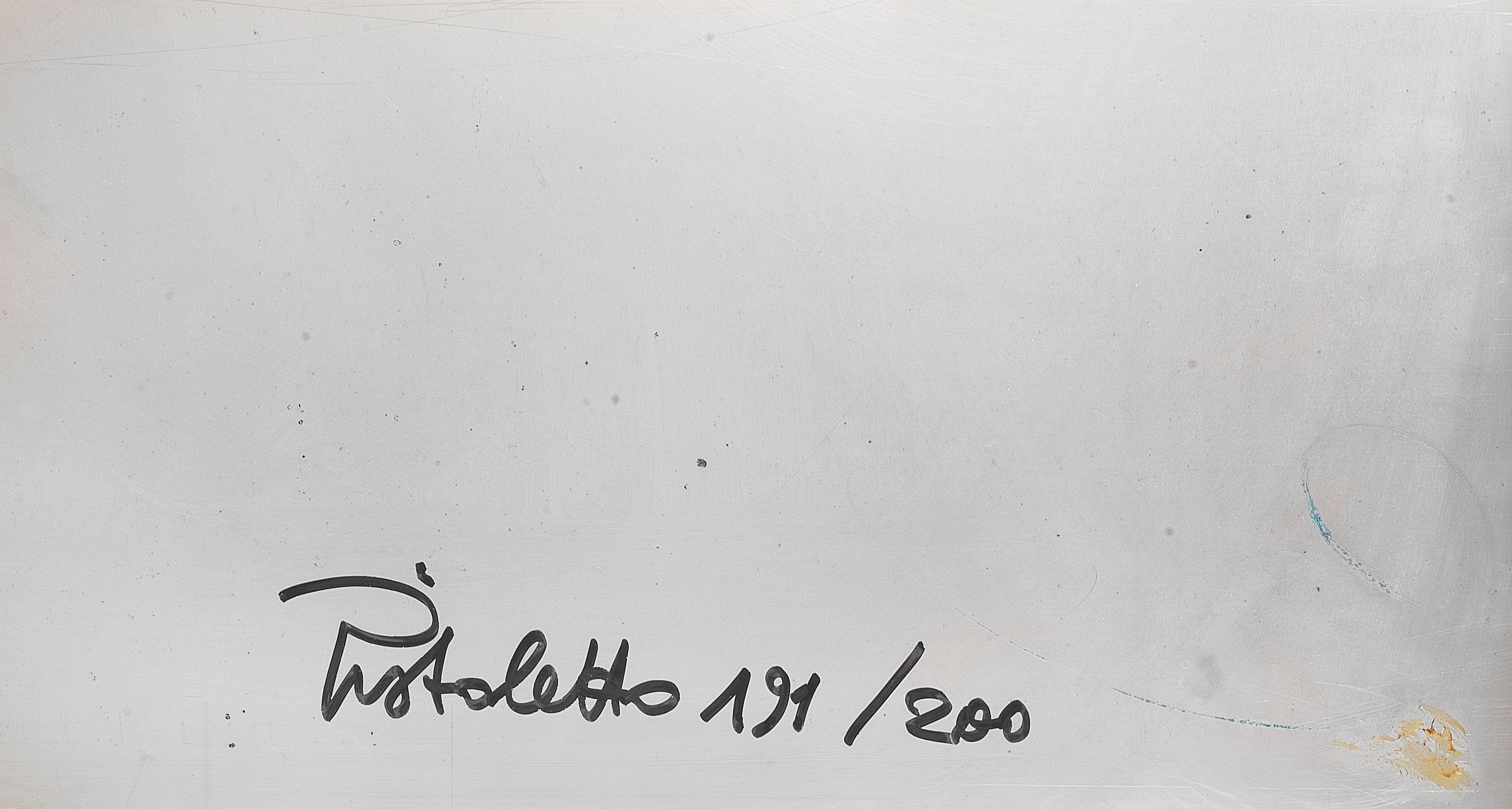 Artwork by Michelangelo Pistoletto, Autoritratto con colbacco, Made of Screenprint In Colors On Polished Stainless-Steel Mirror