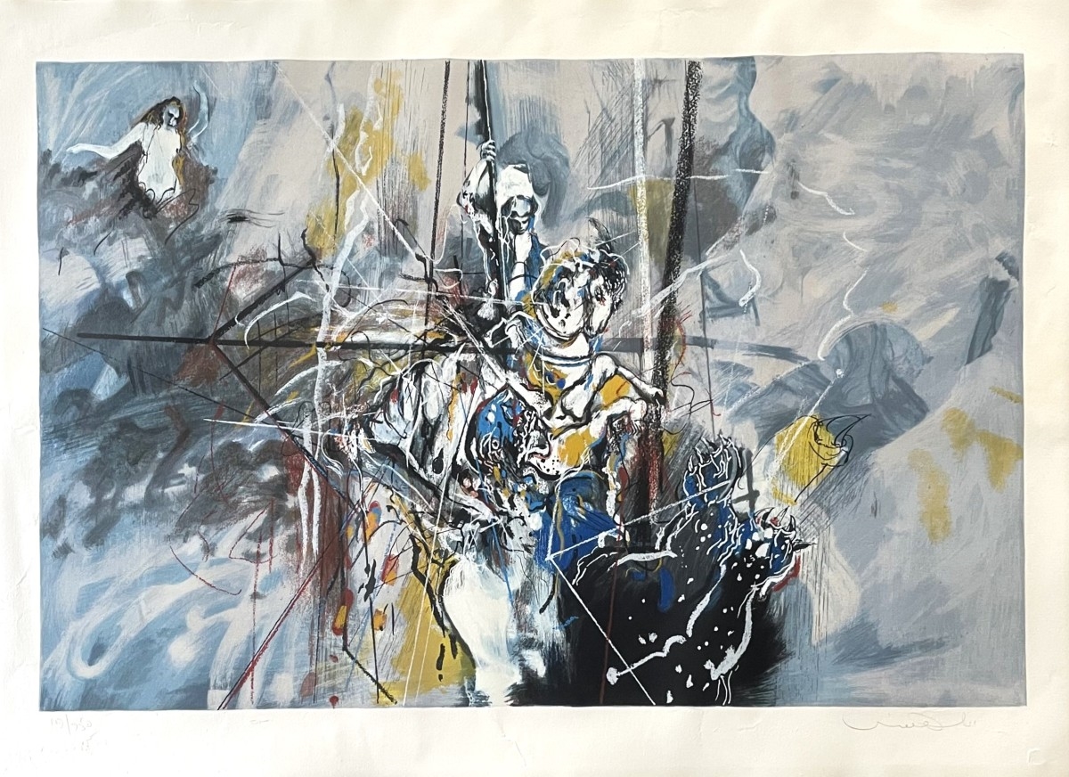 Artwork by Uri Lifschitz, The knight on his horse, Made of Lithograph