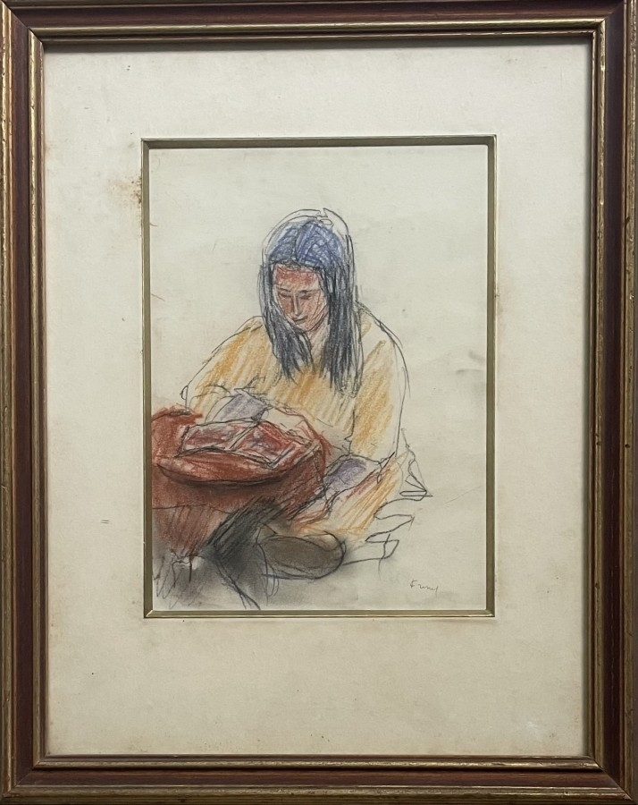 Artwork by Isaac Frenel, Reading time, Made of Pastel