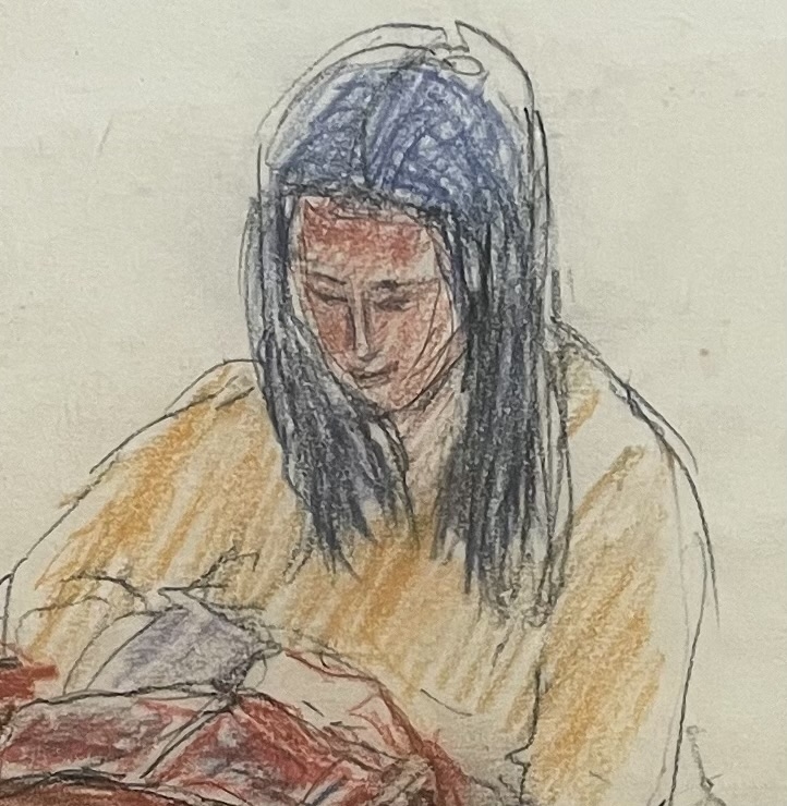 Artwork by Isaac Frenel, Reading time, Made of Pastel