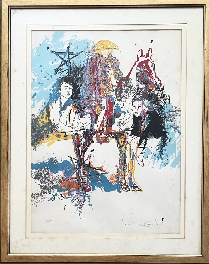 Artwork by Uri Lifschitz, Childern and a horse, Made of Silkscreen
