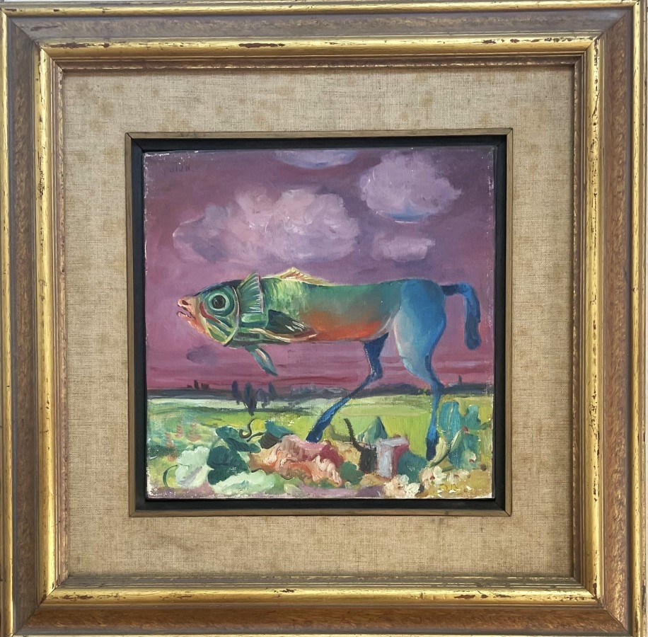 Artwork by David Meshulam, Fish witth a horse tail, Made of Oil On Canvas