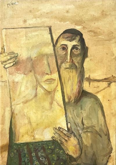 Rabbi holds a picture by David Meshulam