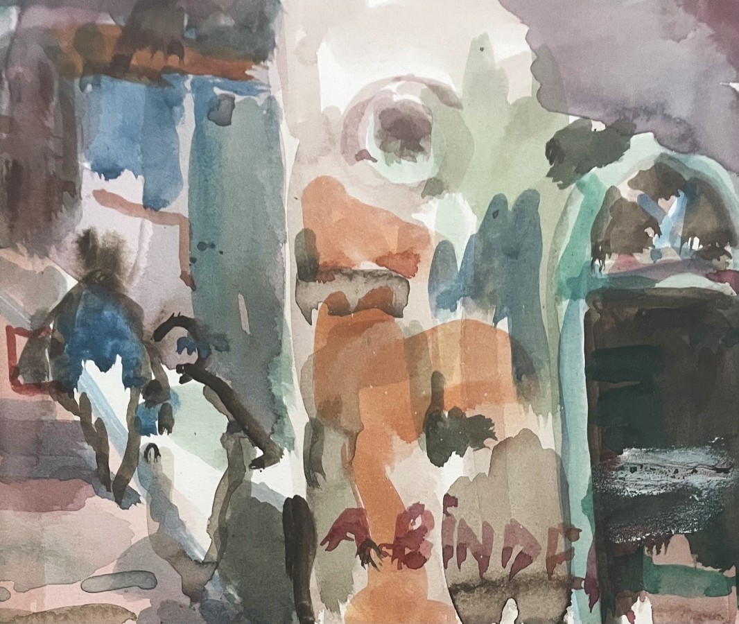 Artwork by Avraham Binder, Urban landscape, Made of Watercolor