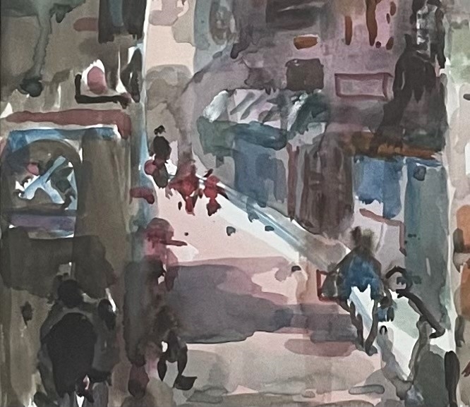 Artwork by Avraham Binder, Urban landscape, Made of Watercolor