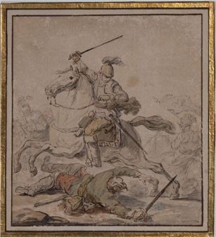 Soldier on horseback brandishing his sword - Charles Parrocel