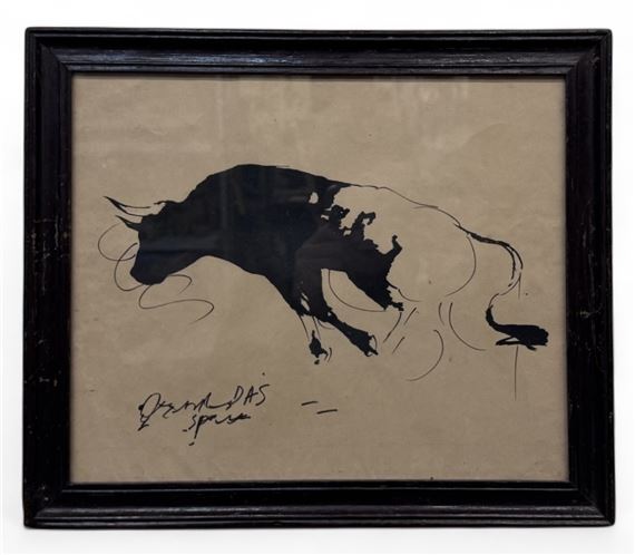 a sketch of a bull - Sunil Das