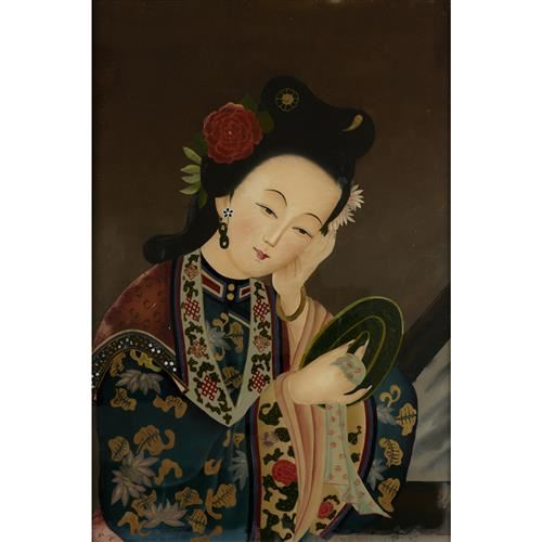 A FRAMED CHINESE REVERSE GLASS PAINTING by Chinese School, late 19th / early 20th century
