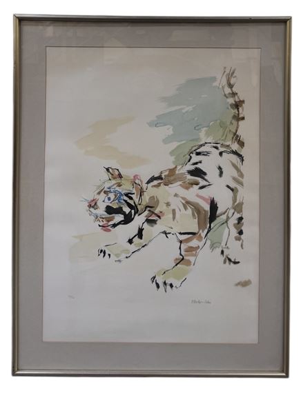 a signed limited edition print of a prowling tiger - Oskar Kokoschka