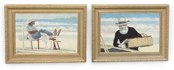 bearded gentleman at the seaside by Pablo Matania