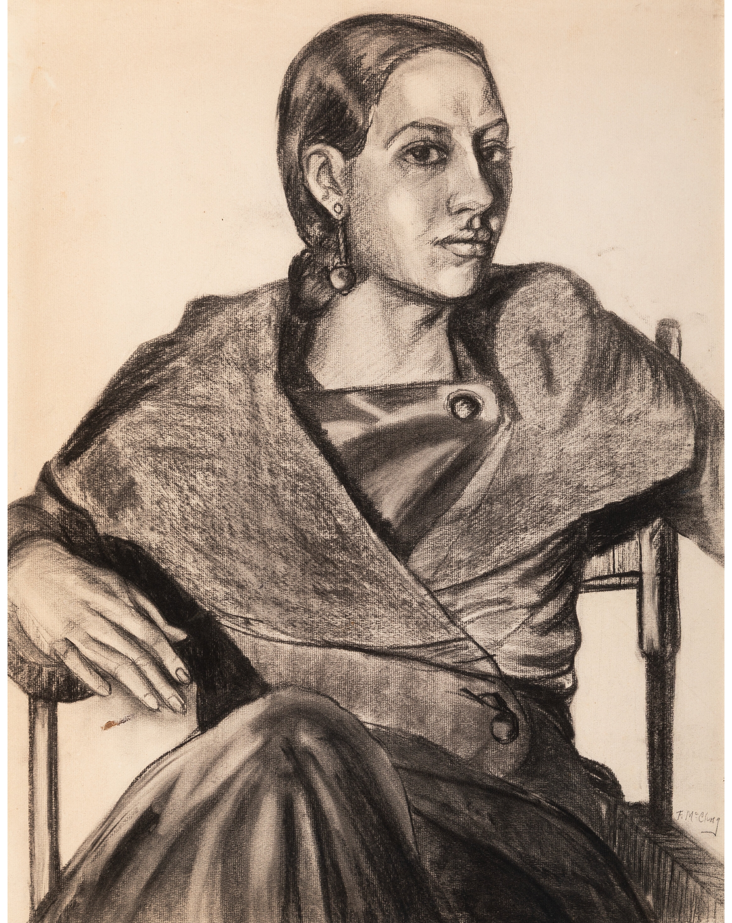 Artwork by Florence McClung, Portrait of Seated Woman, Made of Charcoal on paper