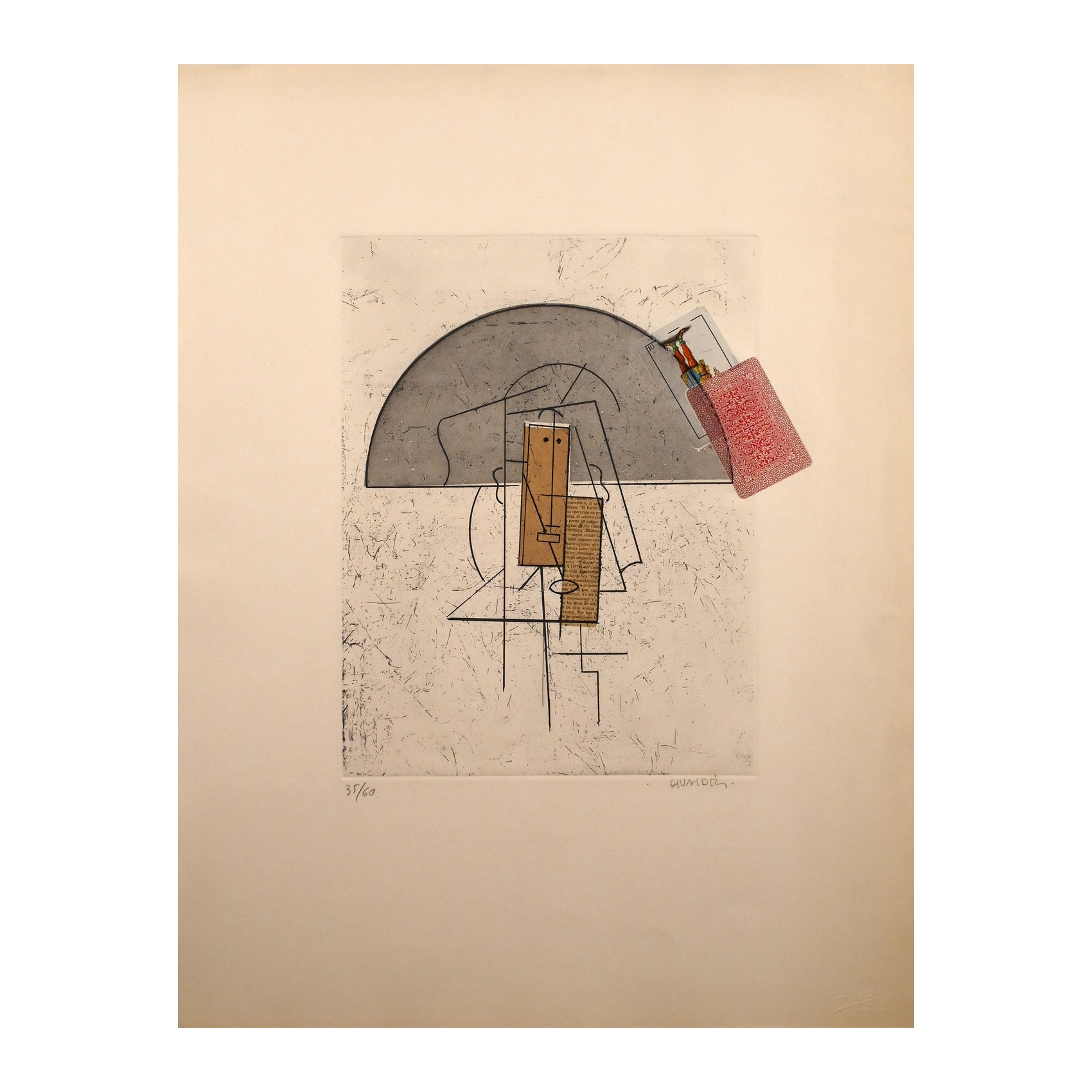 Artwork by Manolo Valdés, Figura con naipes, Made of etching on paper