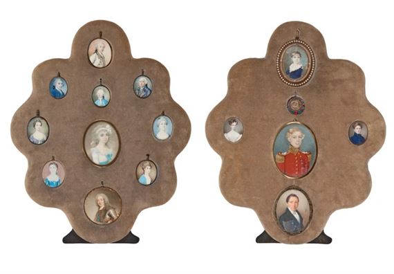 Portrait of a lady, wearing a purple wrap and pearls in her hair by Luke Sullivan, 1763