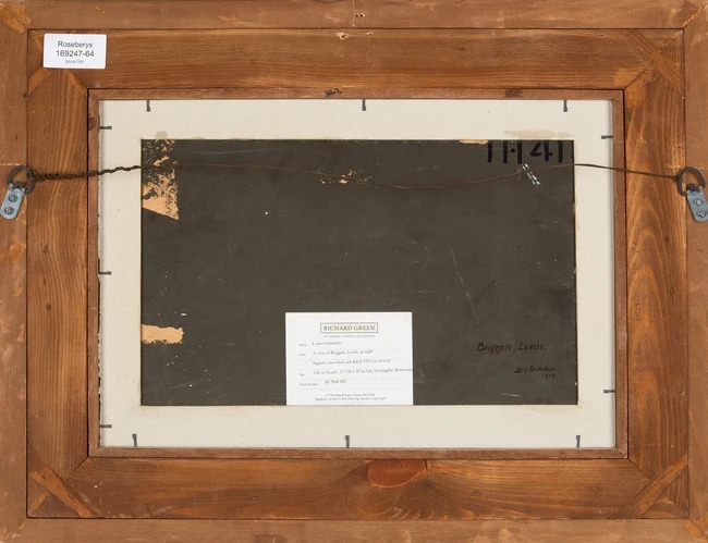 Artwork by Louis Hubbard Grimshaw, View of Briggate, Leeds at Night, Made of Oil On Board