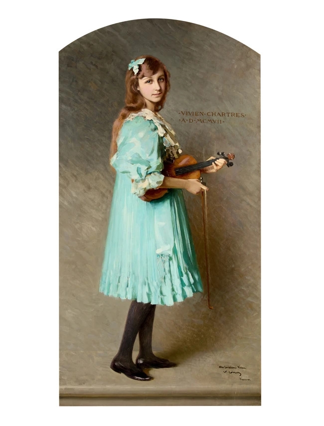 Artwork by Vittorio Matteo Corcos, Portrait of Vivien Chartres as a girl, Made of Oil On Canvas