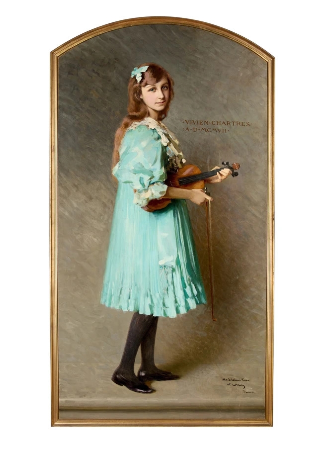 Artwork by Vittorio Matteo Corcos, Portrait of Vivien Chartres as a girl, Made of Oil On Canvas