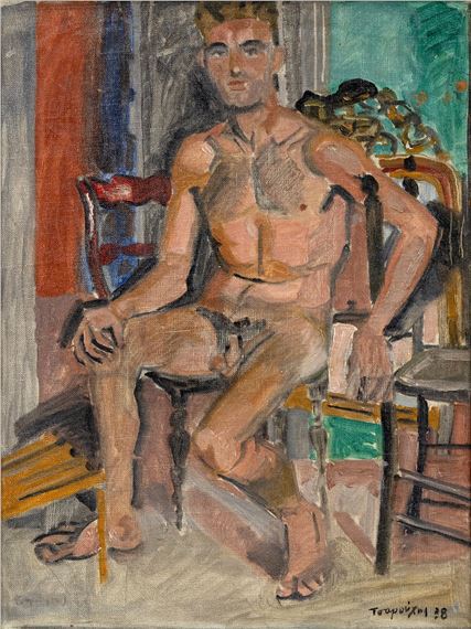 Seated youth by Yannis Tsarouchis