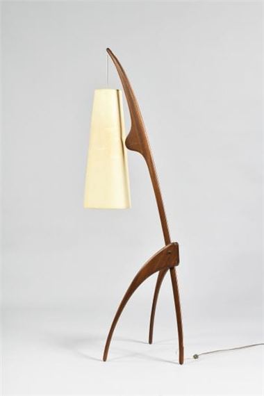Jean Rispal | Praying mantis model Floor lamp in stained teak, conical ...