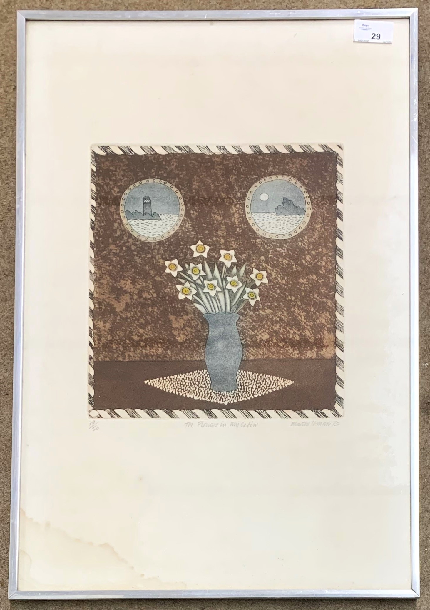 Artwork by Martin Leman, The Flowers in my Cabin, Made of Limited Edition Etching With Aquatint