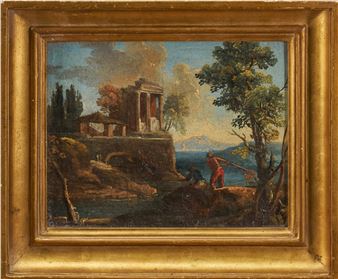 Classical Temple Ruins, Mount Vesuvius and the Bay of Naples beyond