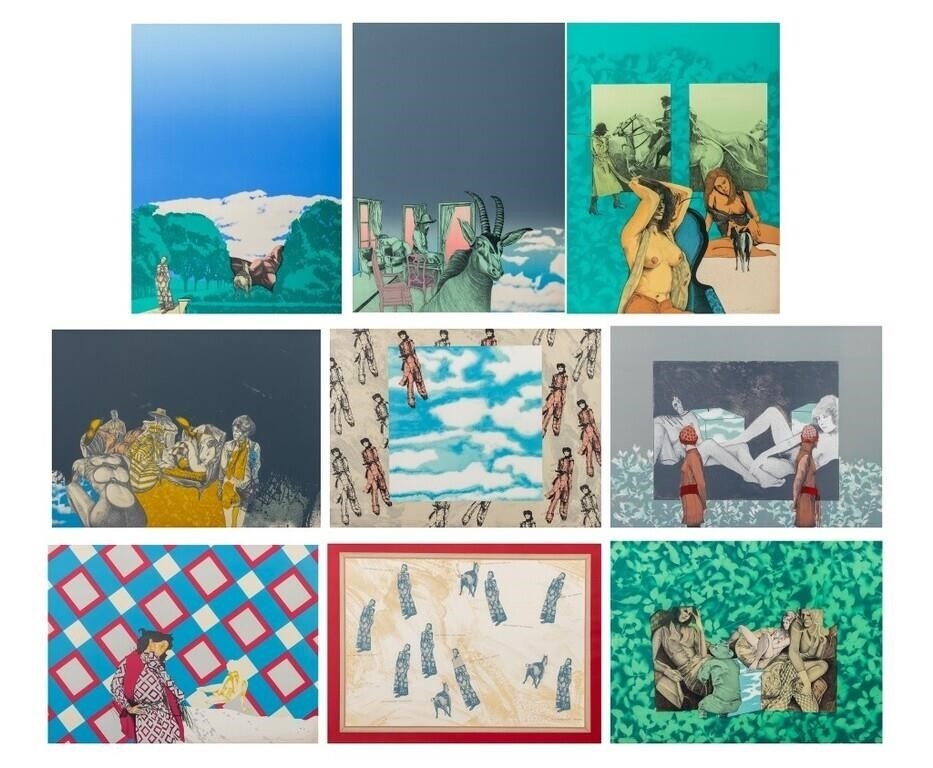 Artwork by Masuo Ikeda, Eight Prints from "Location and Scene" Series, Made of Lithographs In Colors On Wove Paper