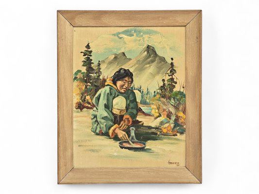 Original Painting of a Man Cooking by Ellen Henne Goodale