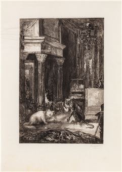 Six fables de La Fontaine. Suite d'eaux-fortes d’après Gustave Moreau]. 1886. Exceptionnel exemplaire imprimé sur parchemin