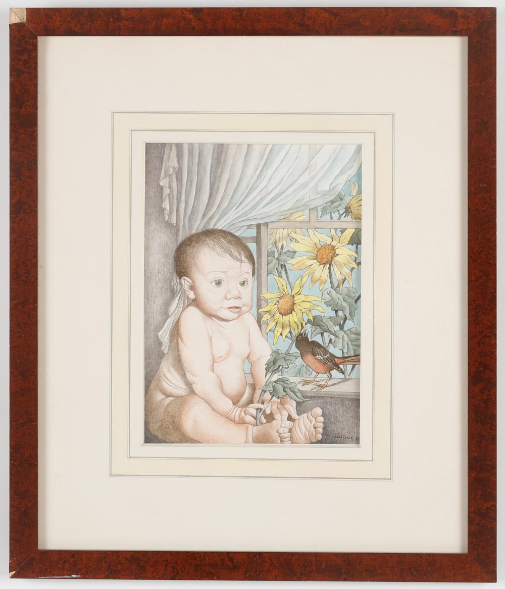 Artwork by Maurice Sendak, Sunflower Child, Made of Pencil And Watercolor Drawing