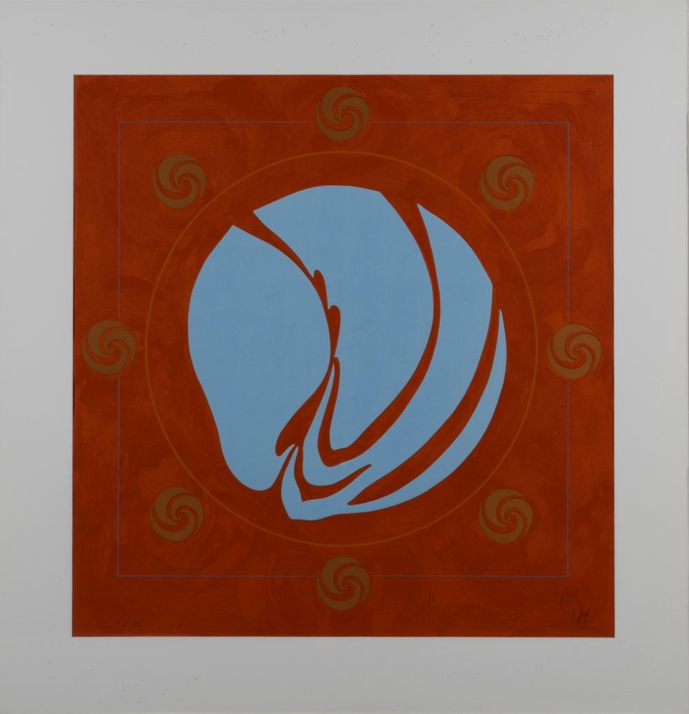 Artwork by Jack Youngerman, Involute (Chinese Orange, Made of Screenprint