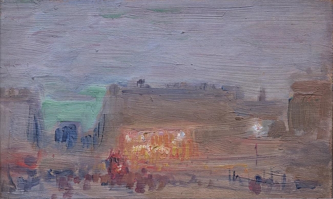 Artwork by Félix Courché, Manège à Paris, Made of Oil On Panel