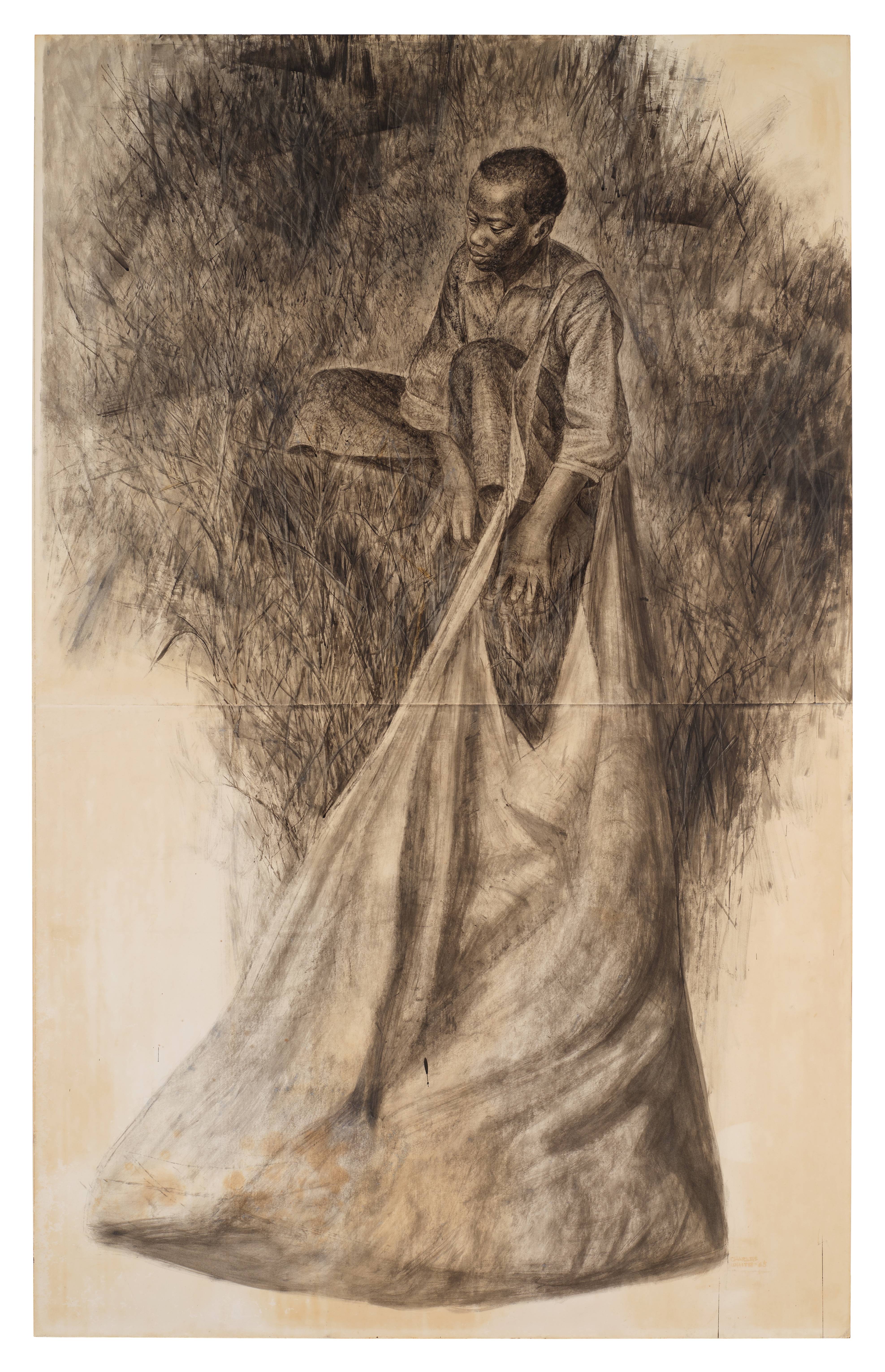 Artwork by Charles White, Saturday's Child, Made of gouache, ink and crayon on paper laid down on paperboard