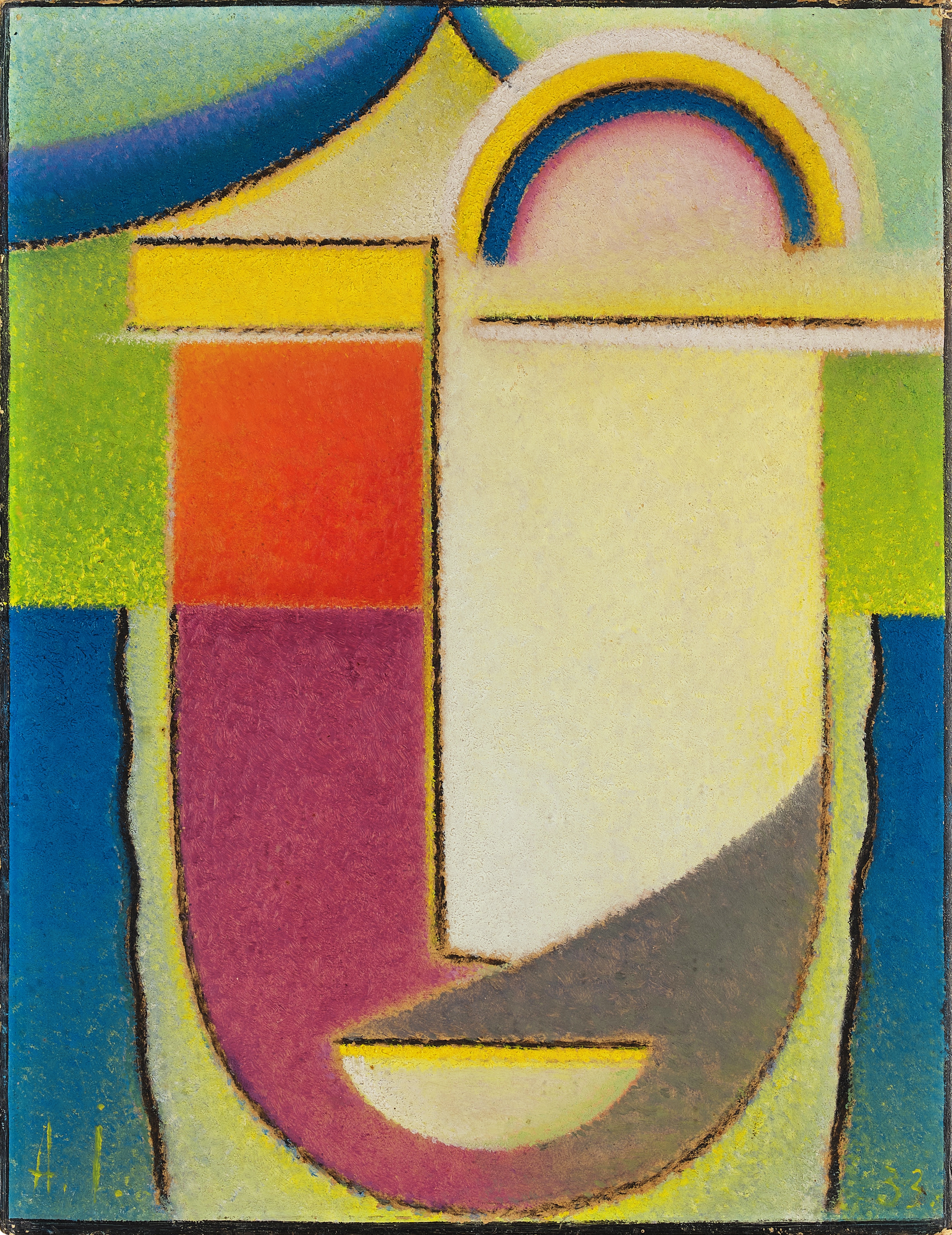 Artwork by Alexej von Jawlensky, Abstrakter Kopf: Ostern (Abstract Head: Easter, Made of oil on board