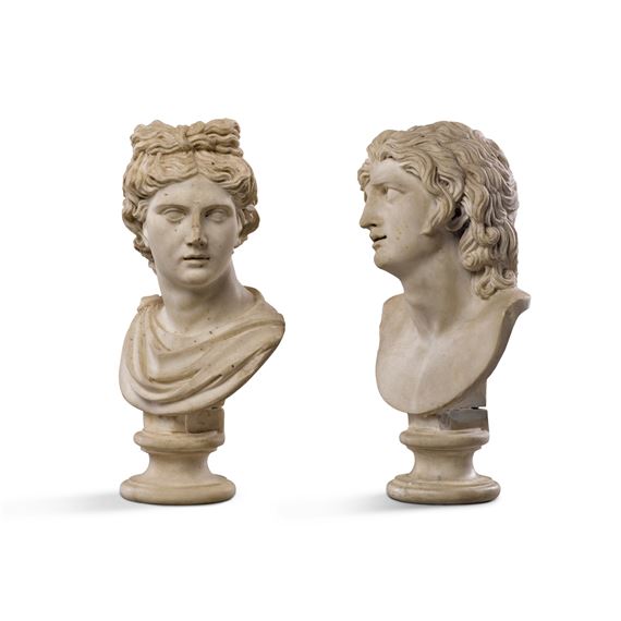 Italian School, 19th Century | Pair of Busts of Apollo and Alexander ...