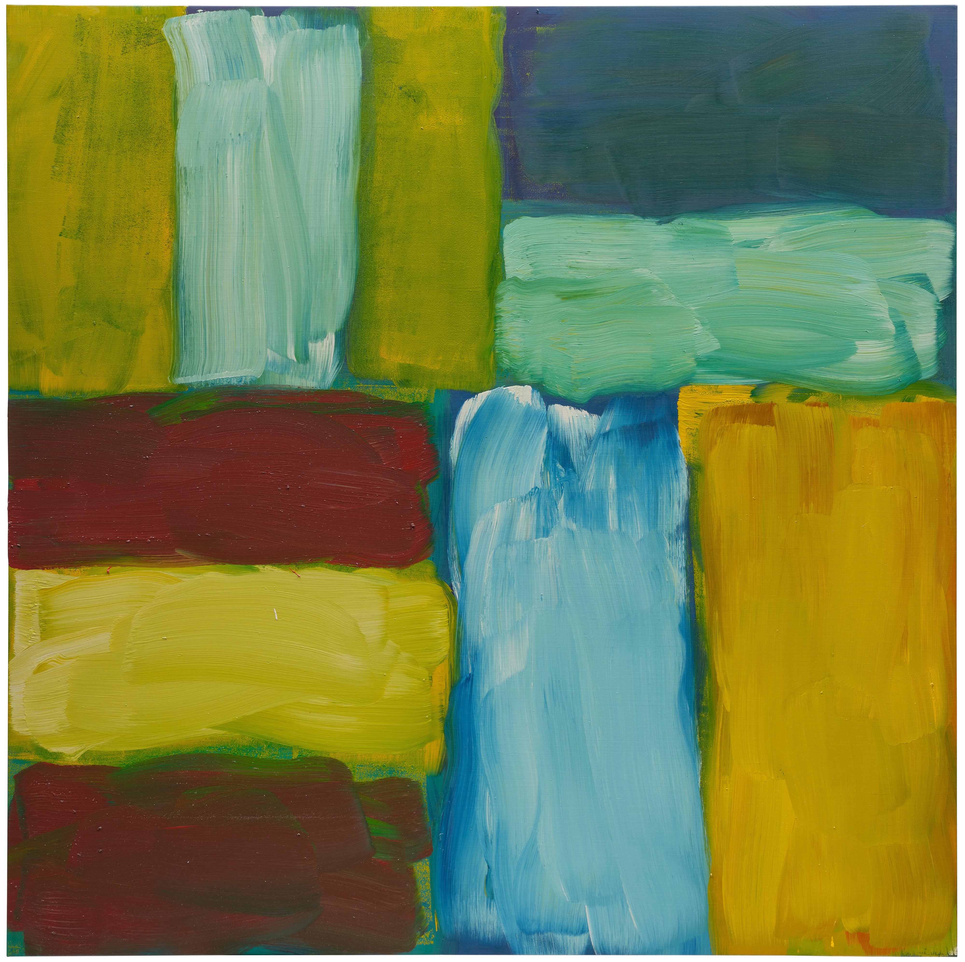 Artwork by Sean Scully, Wall of Light Pale Green, Made of oil on linen over board