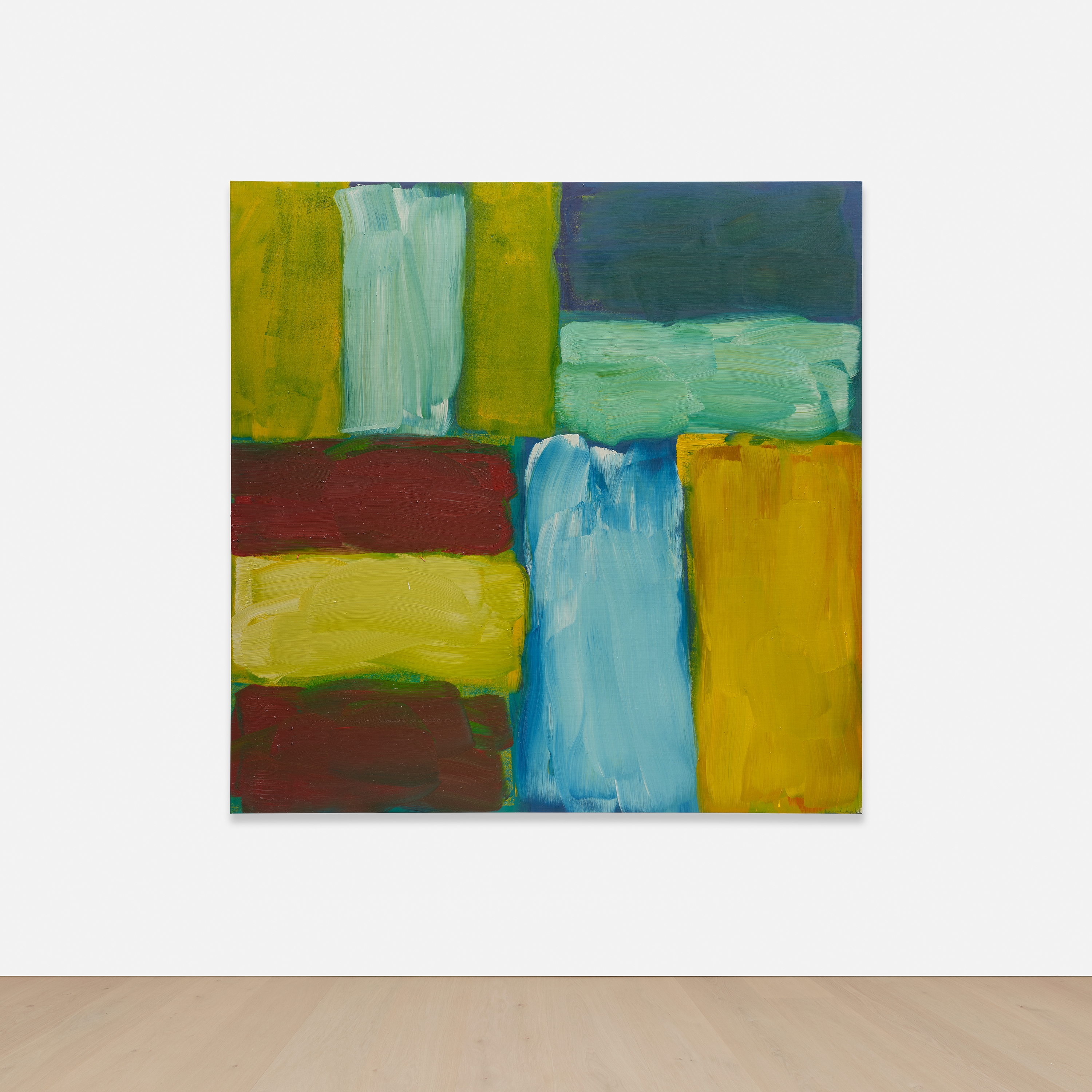 Artwork by Sean Scully, Wall of Light Pale Green, Made of oil on linen over board