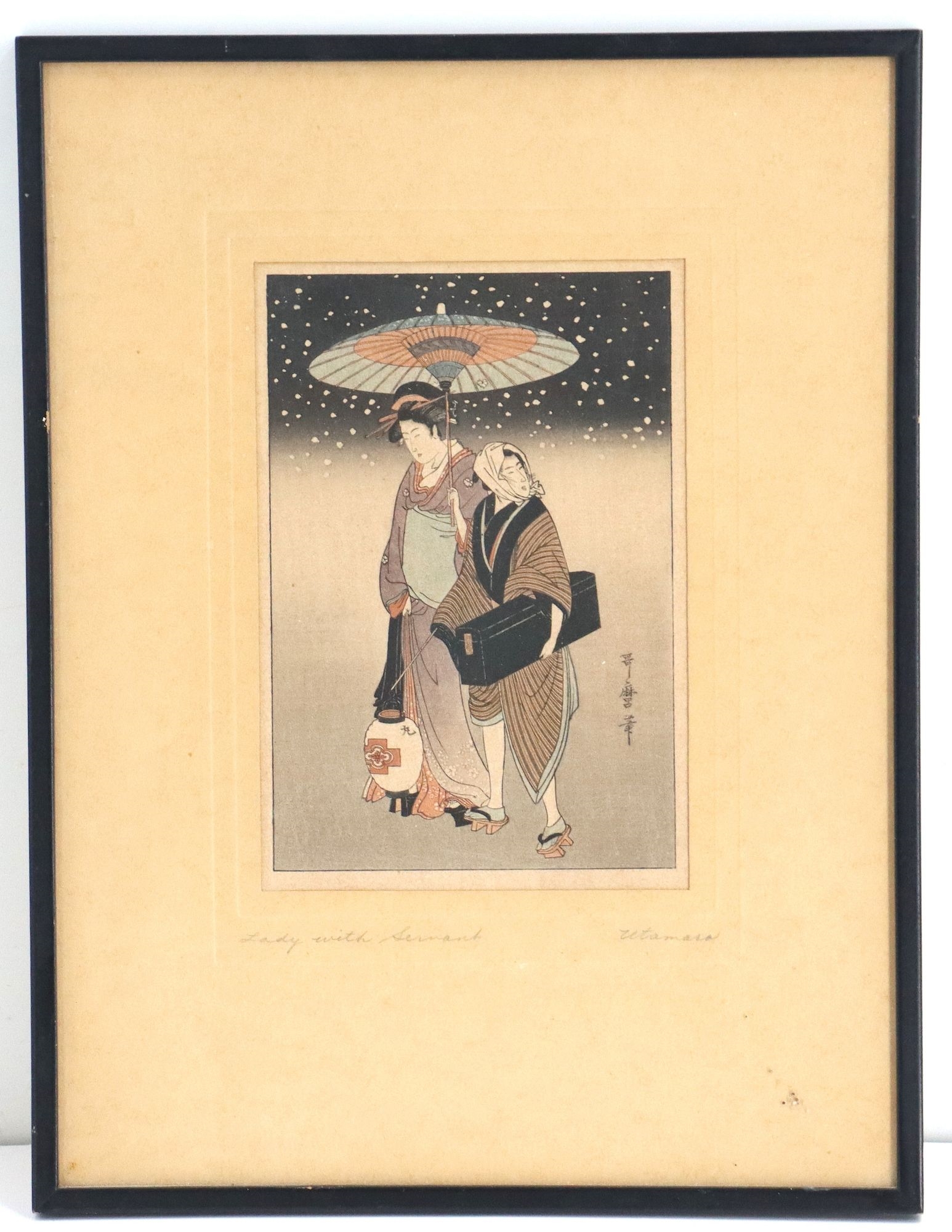 Artwork by Kitagawa Utamaro, Lady with Servant, Made of Woodblock Print