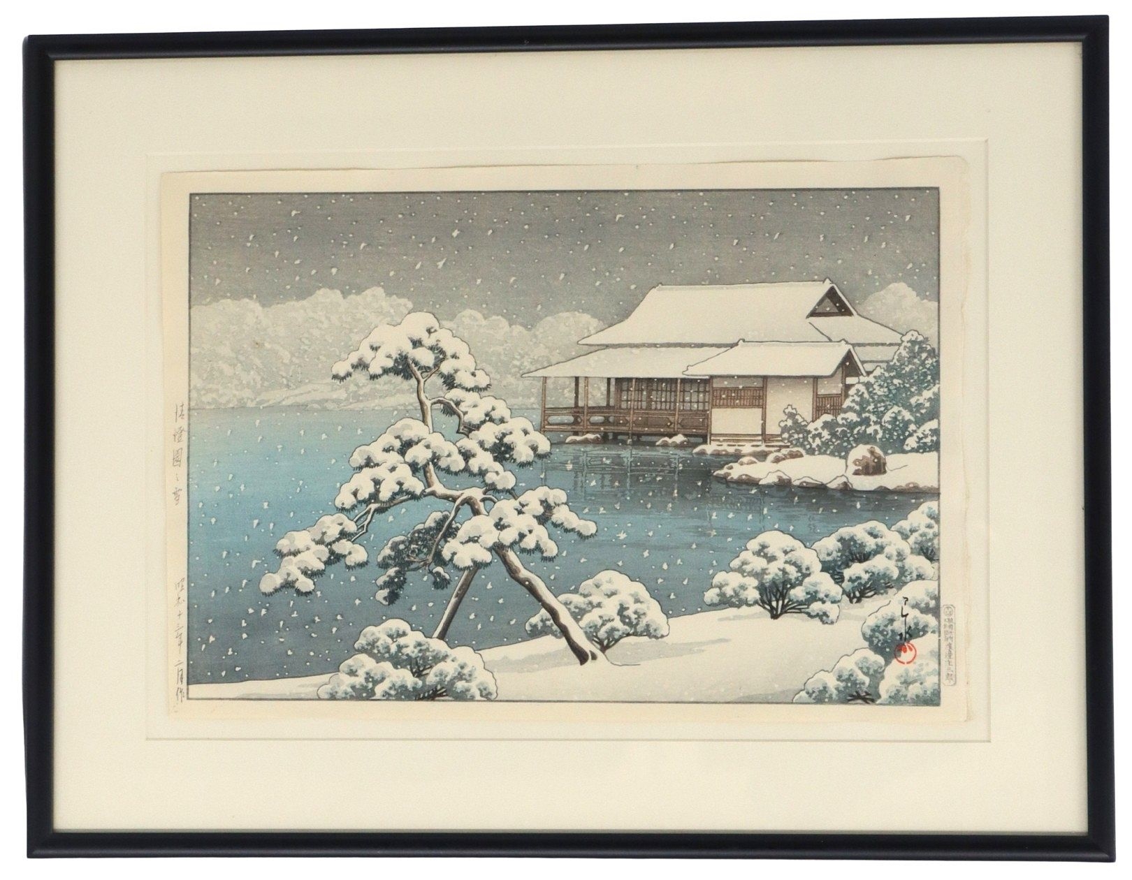 Artwork by Hasui Kawase, Snow at Kiyosumi Garden, Made of Woodblock Print